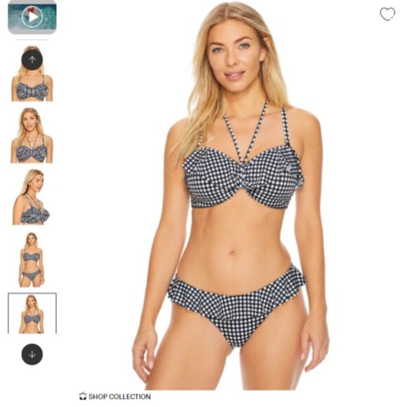 Freya Check In Underwire Convertible Checkered Bandeau Bikini Top Size 30I - Picture 2 of 7